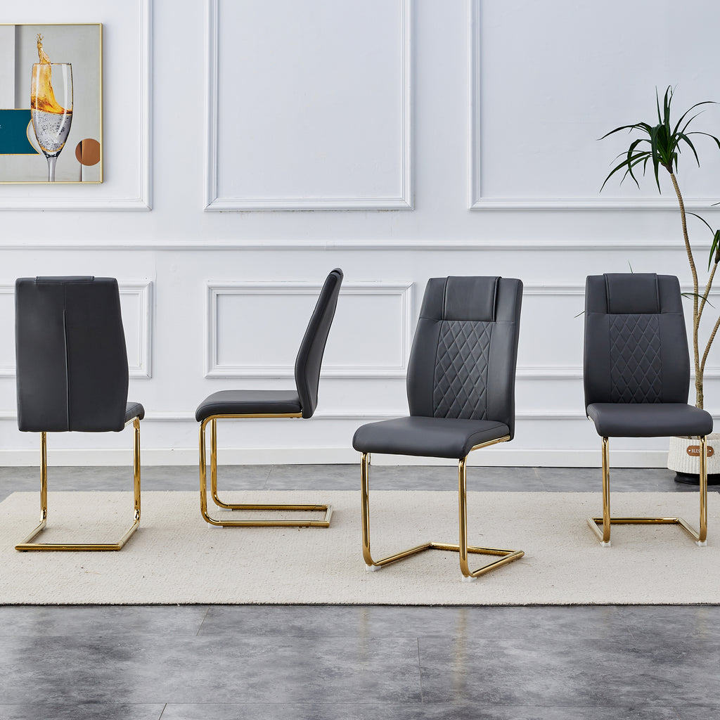 Set of 6 Chic Faux Leather Cushioned Chairs w/ Metal Legs (Gray)