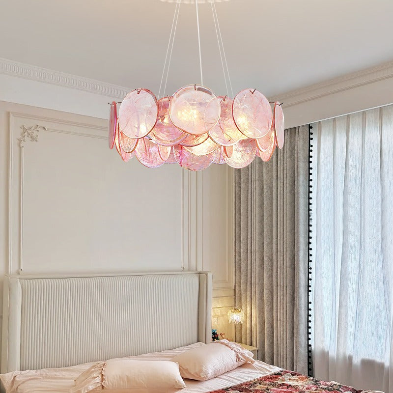 Pink Stained Glass Chandelier