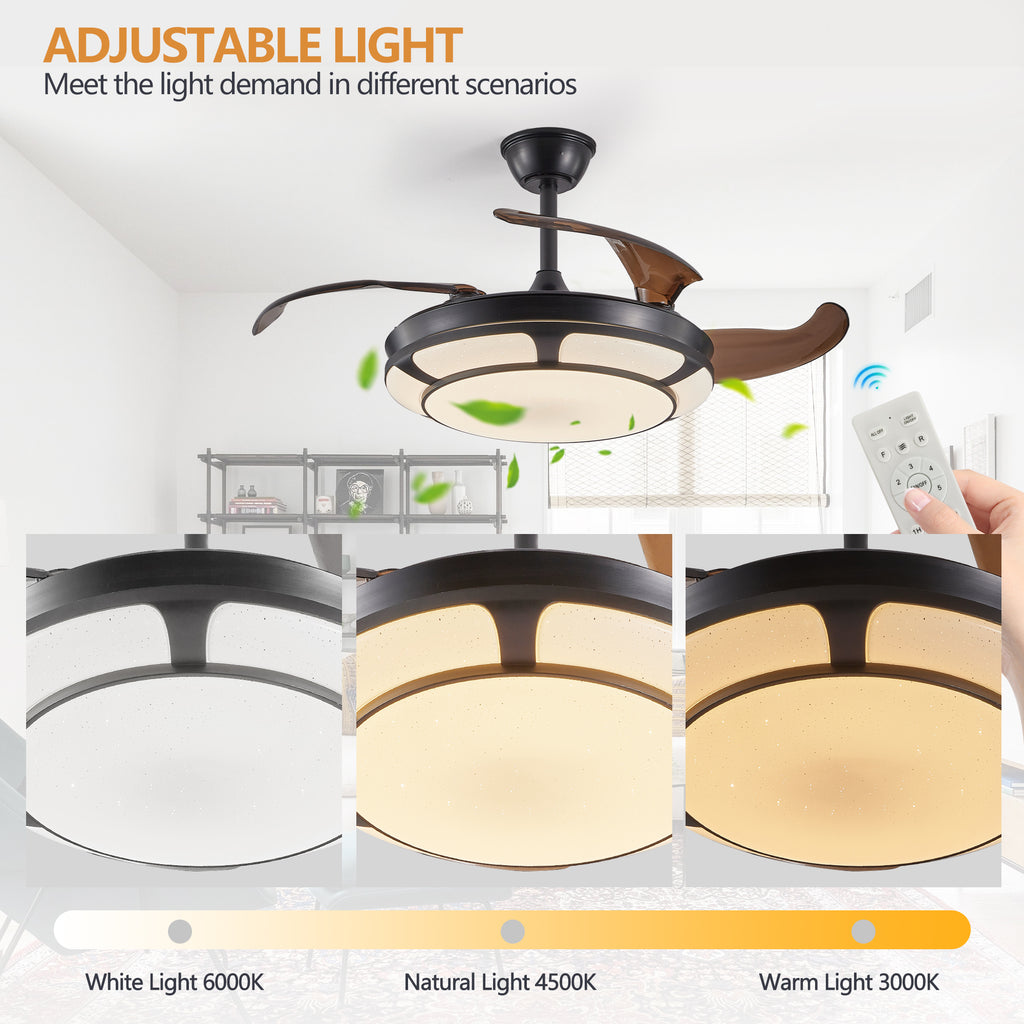 Modern Minimalist Invisible Retractable Ceiling Fan With LED Light