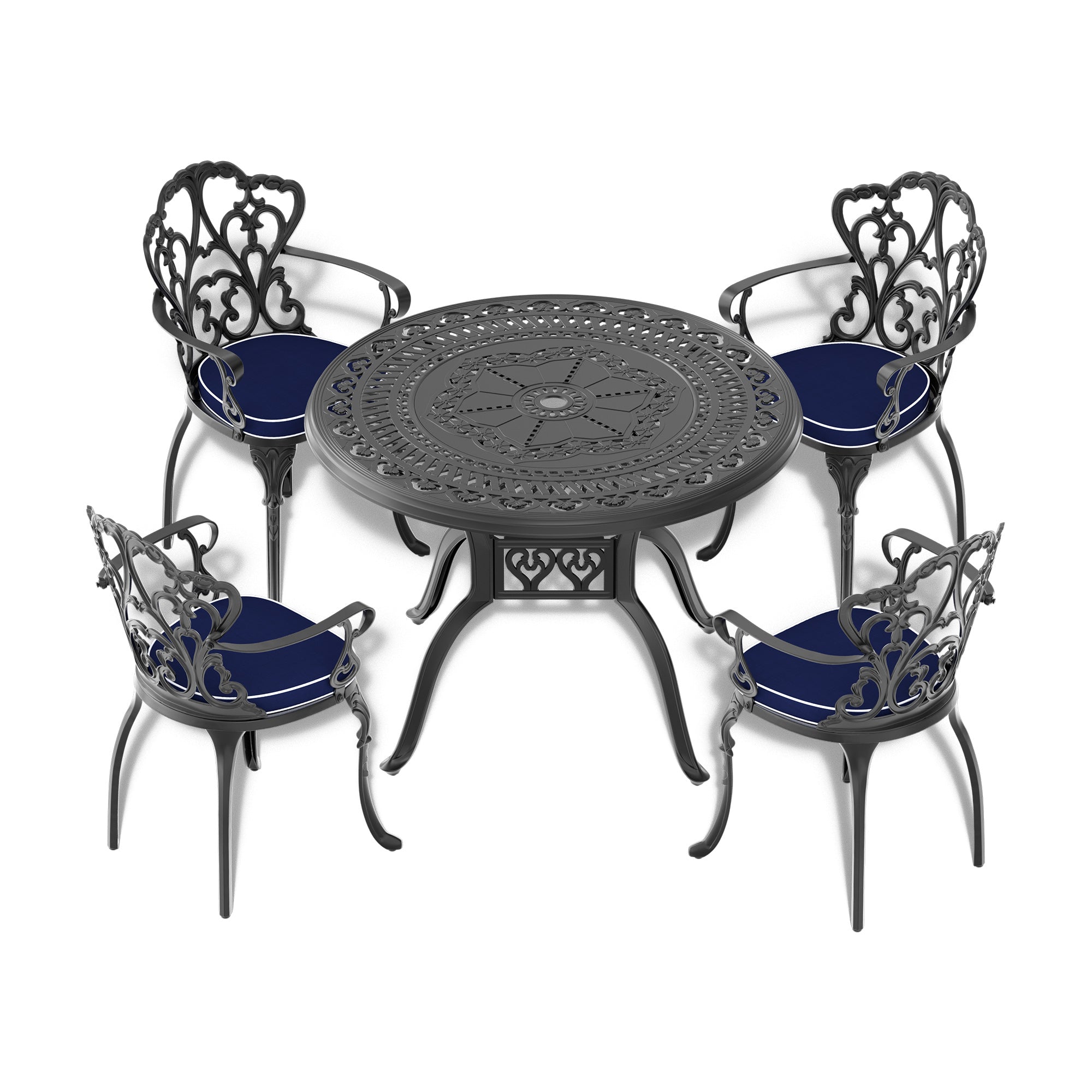 Patio Dining Table w/ Black Frame & Umbrella Hole