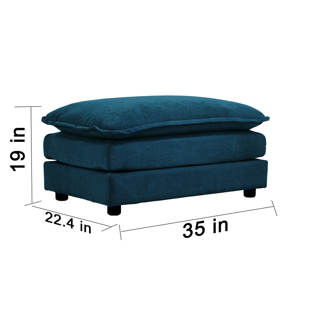 Chenille Ottomans Footrest (Blue)