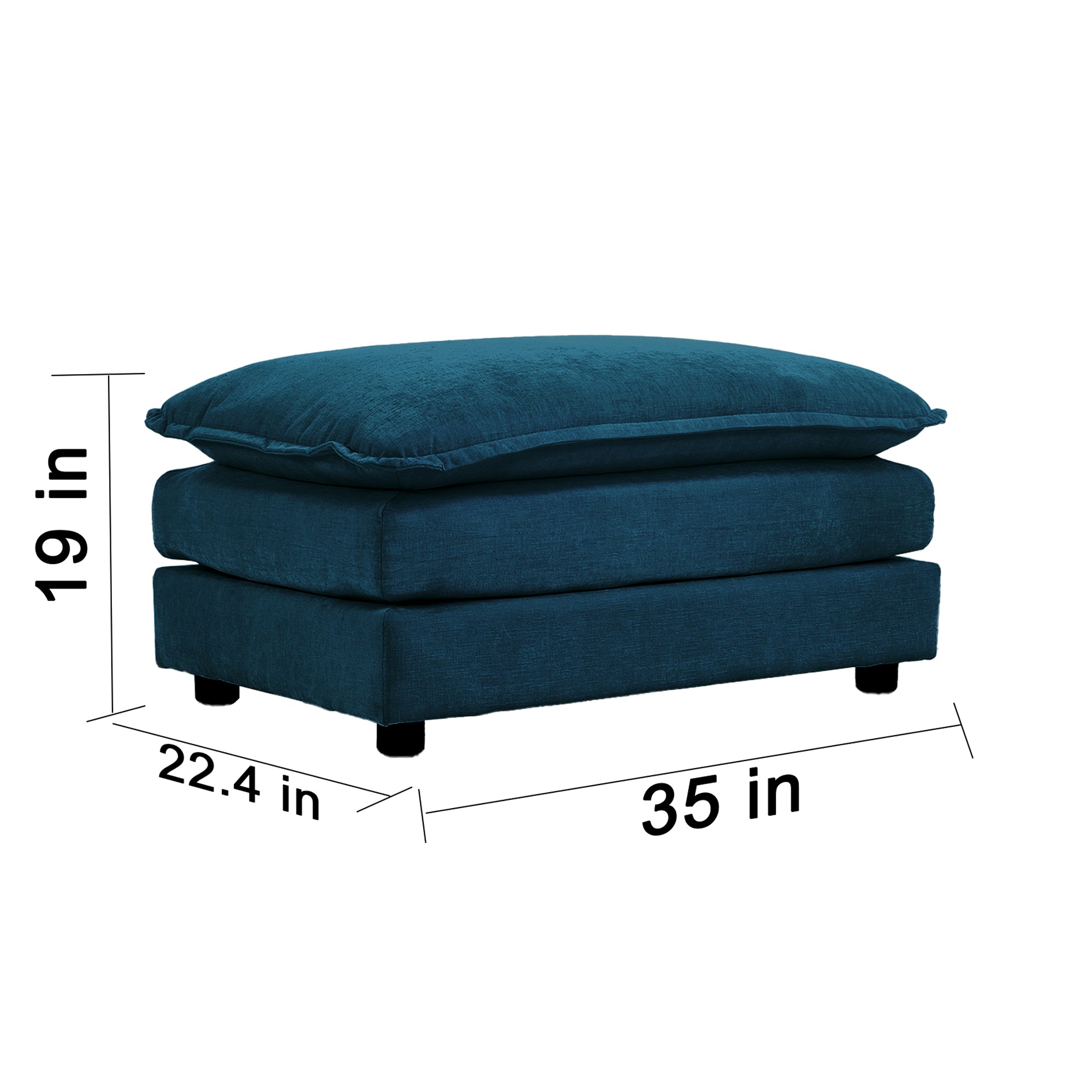 Chenille Ottomans Footrest (Blue)
