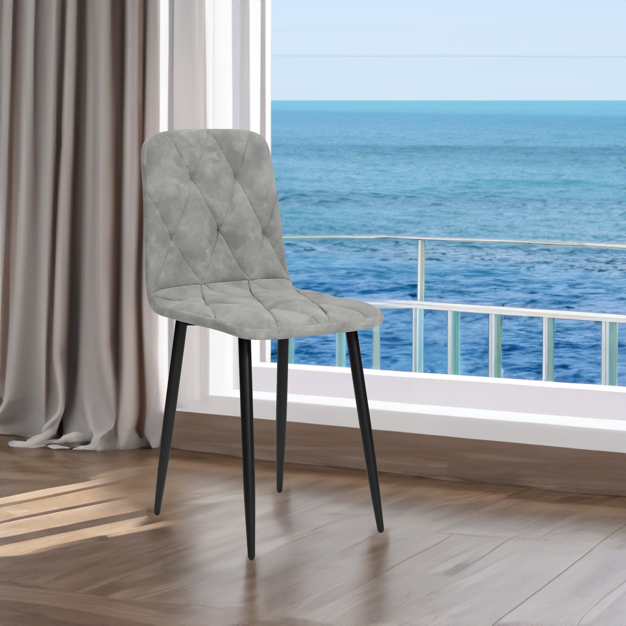 Sleek Velvet Dining Chairs - Set of 4 (Gray)