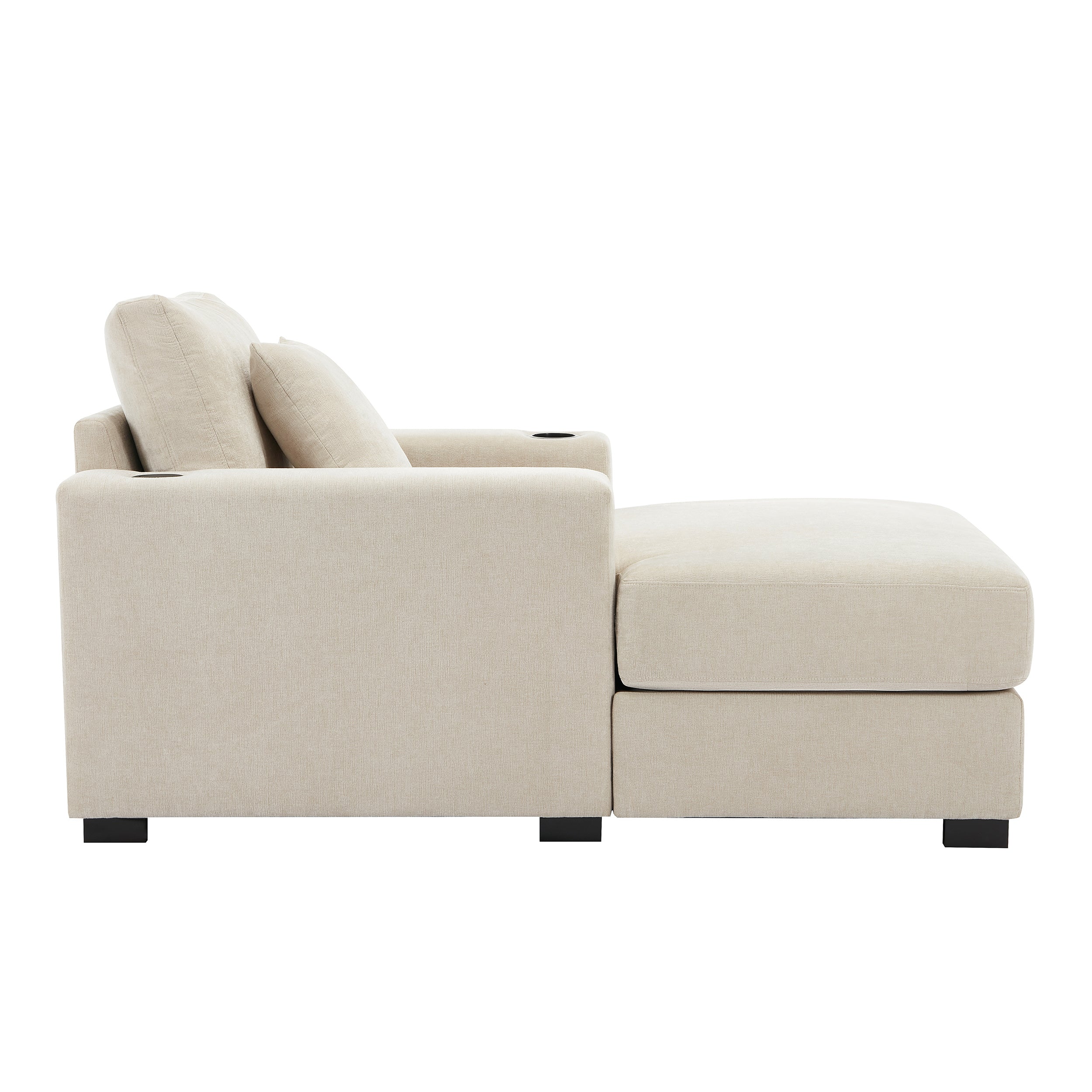 Oversized Chenille Chaise Lounger (Cream)