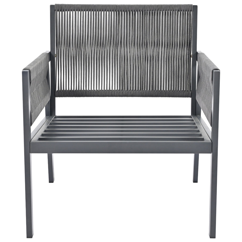 4 PC Boho Outdoor Furniture w/ Tempered Glass Table (Gray)