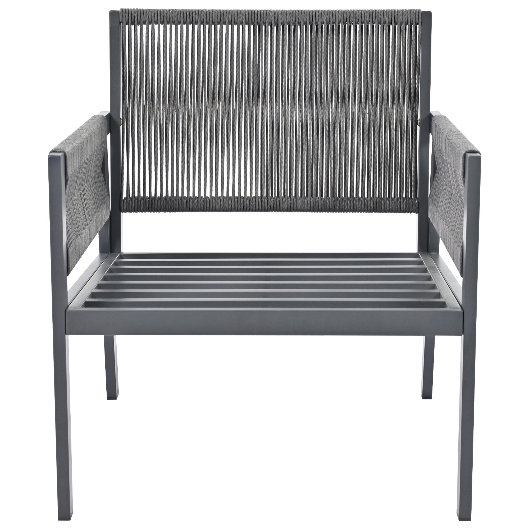 4 PC Boho Outdoor Furniture w/ Tempered Glass Table (Gray)