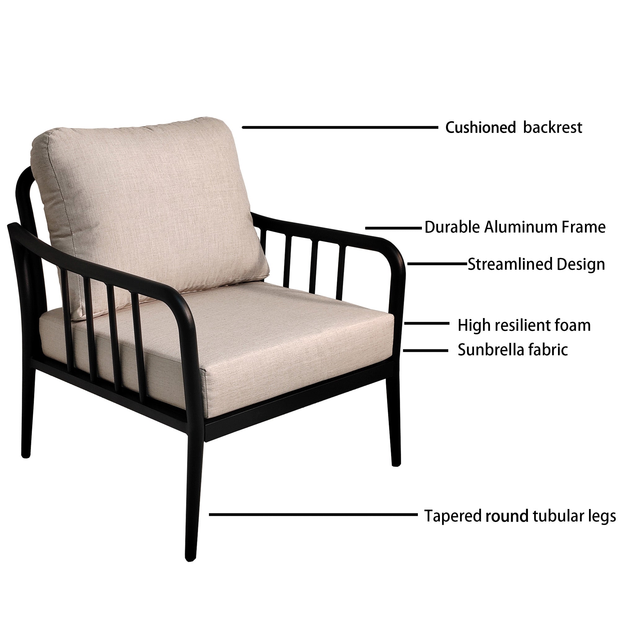 5PC Outdoor Patio Furniture - Modern Chat Sofa Set