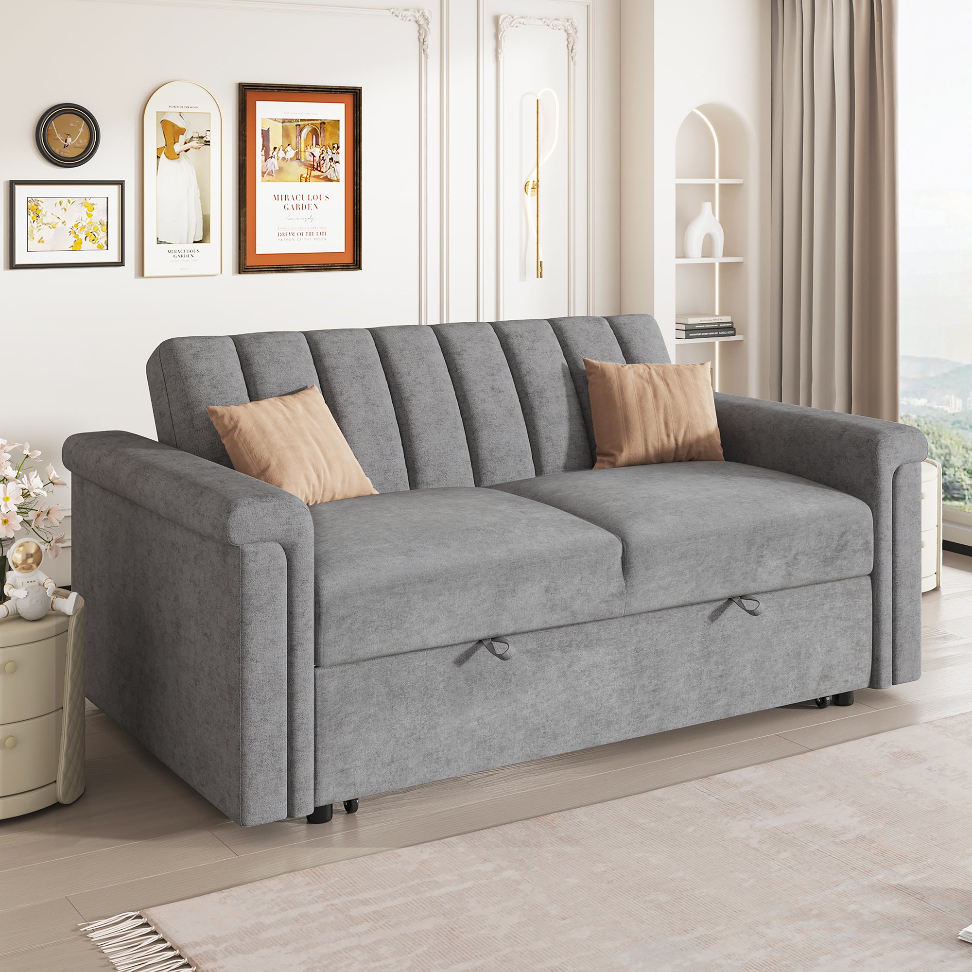 U_STYLE Convertible Sofa Bed (Gray)