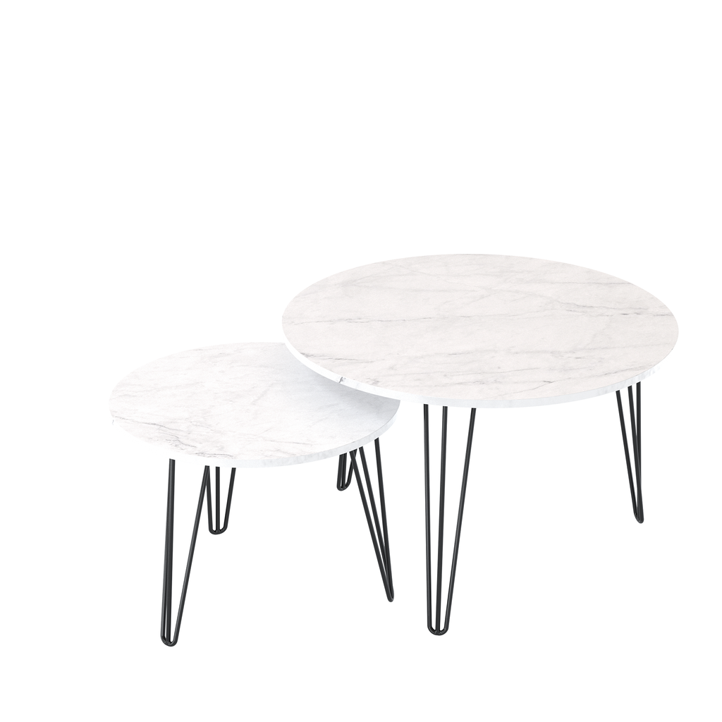 2 Set Round Nesting Coffee Table (White)