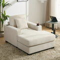 Oversized Chenille Chaise Lounger (Cream)