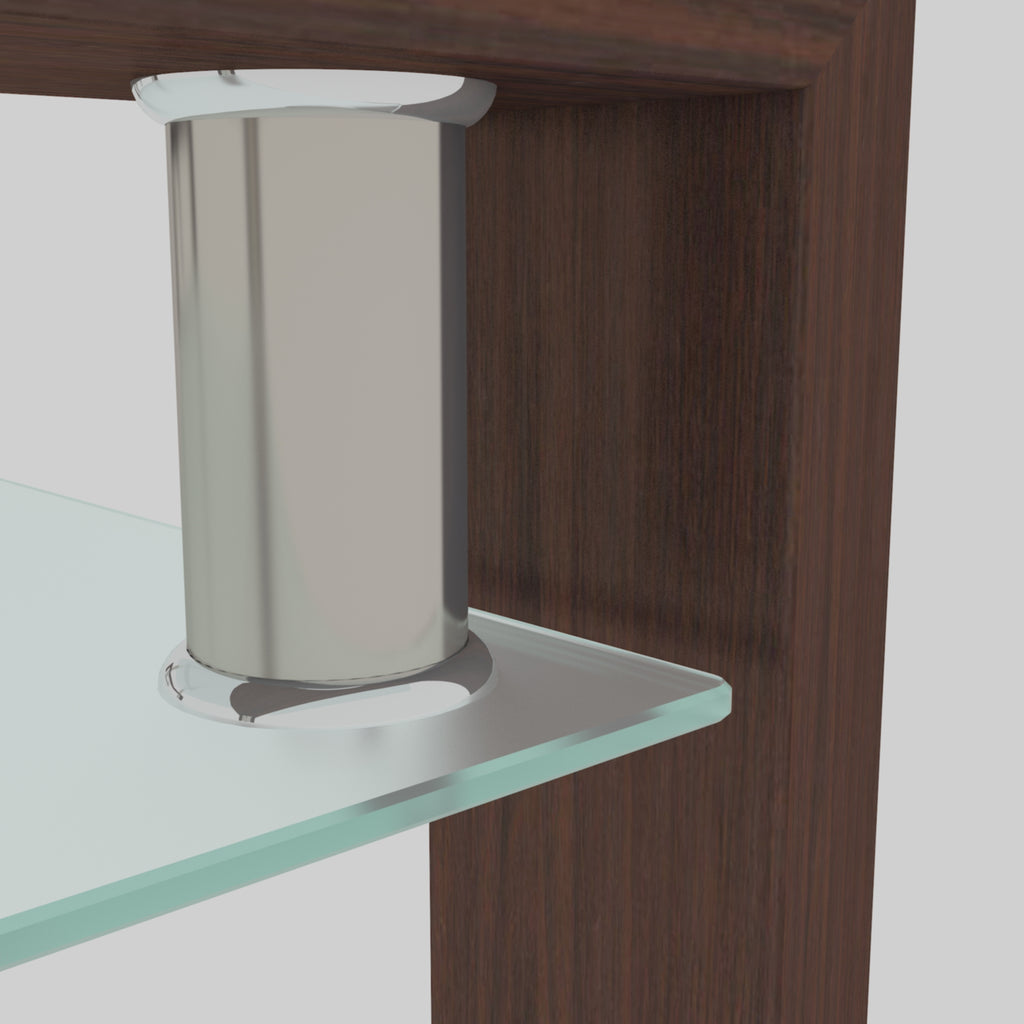 Modern 2-Layer Rectangle Glass Coffee Table (Walnut)