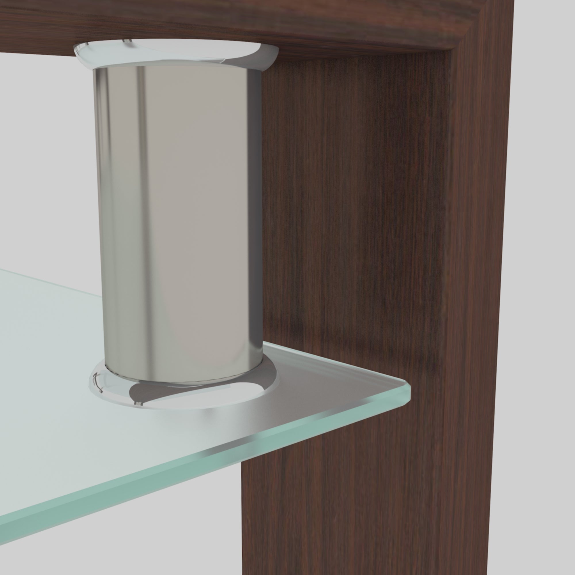 Modern 2-Layer Rectangle Glass Coffee Table (Walnut)