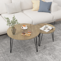 2 Set Round Nesting End Table Set w/ Sturdy Metal Base (Brown)