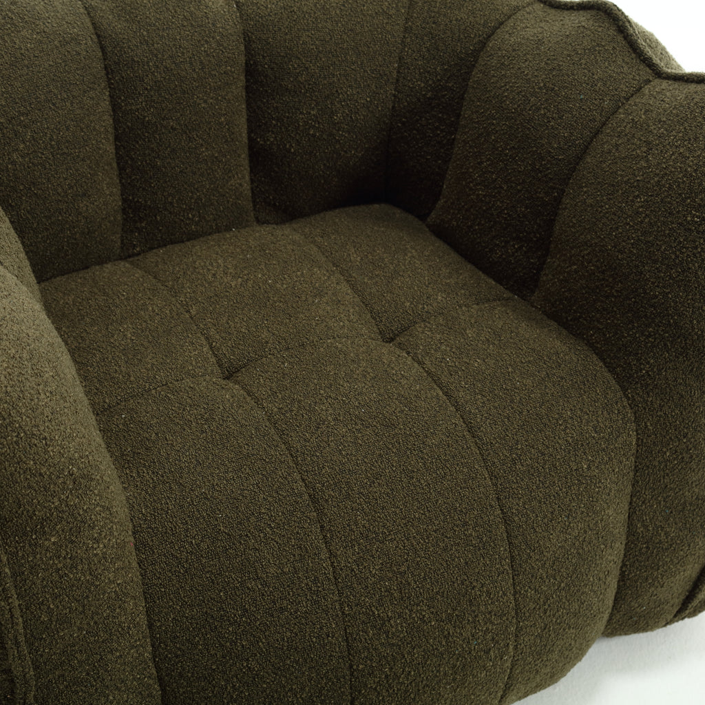 Plush Foam Lounger w/ Ottoman (Olive Green)
