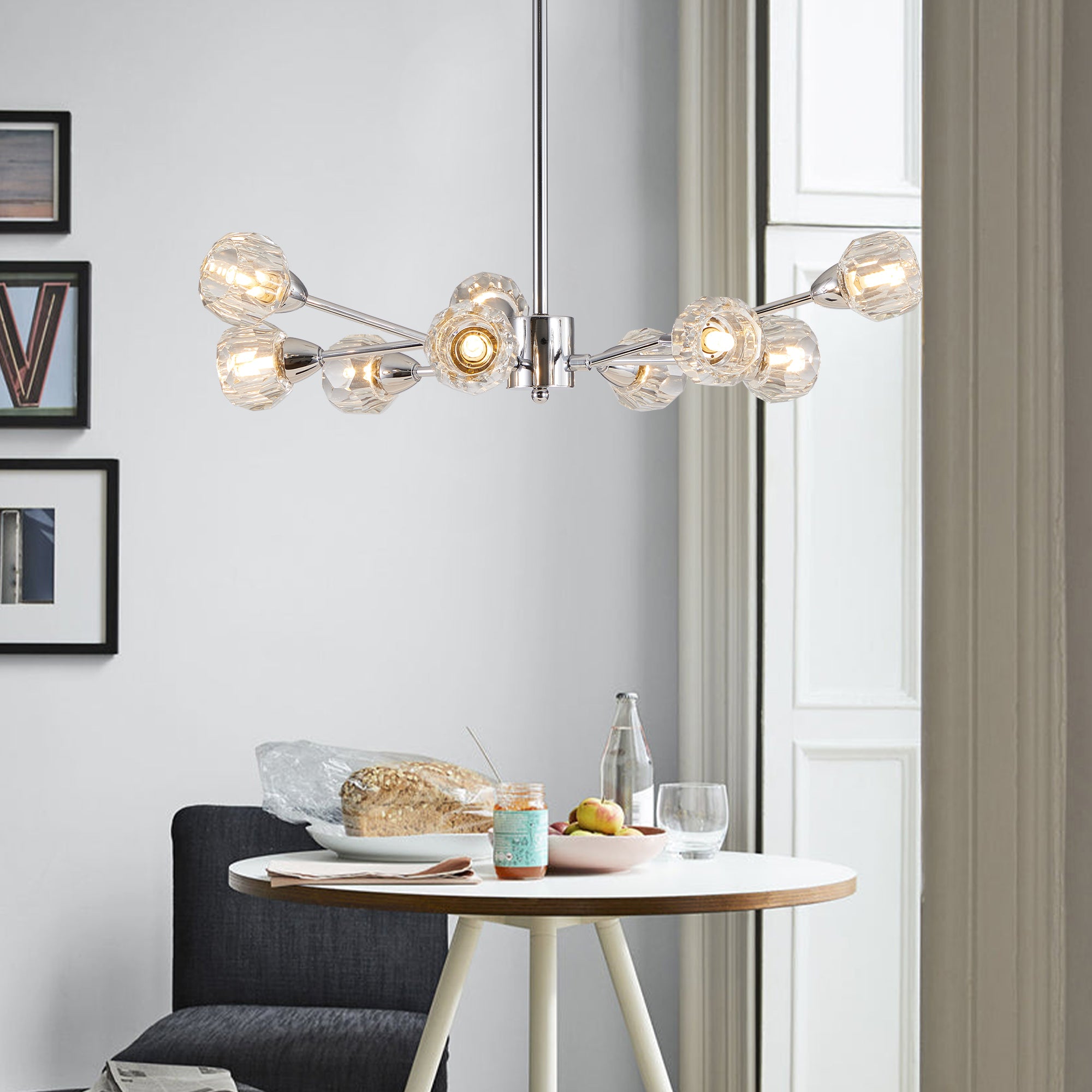 Crystal Chrome Chandelier