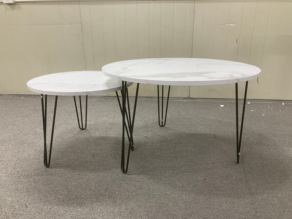 2 Set Round Nesting Coffee Table (White)