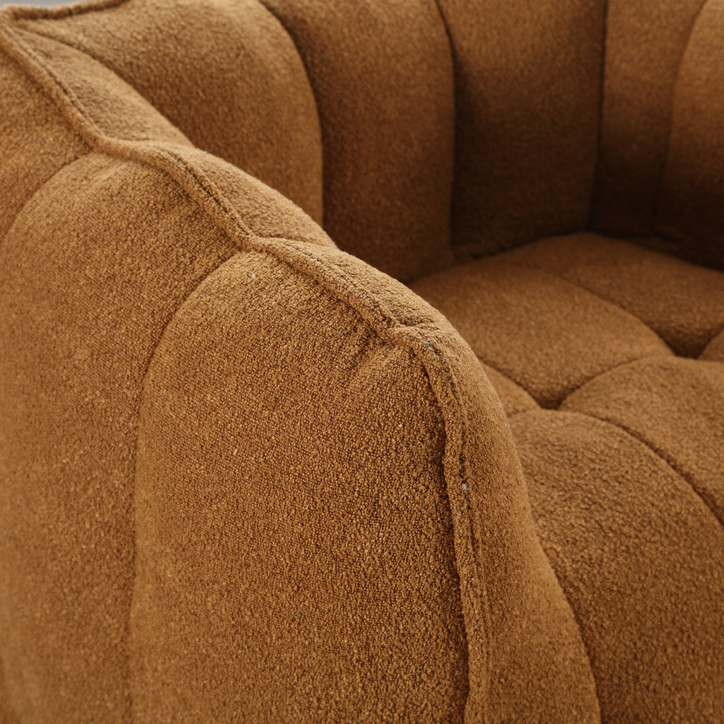 Plush Foam Lounger w/ Ottoman (Khaki)