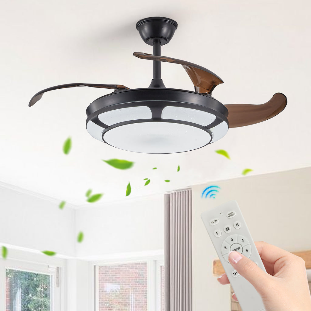 Modern Minimalist Invisible Retractable Ceiling Fan With LED Light