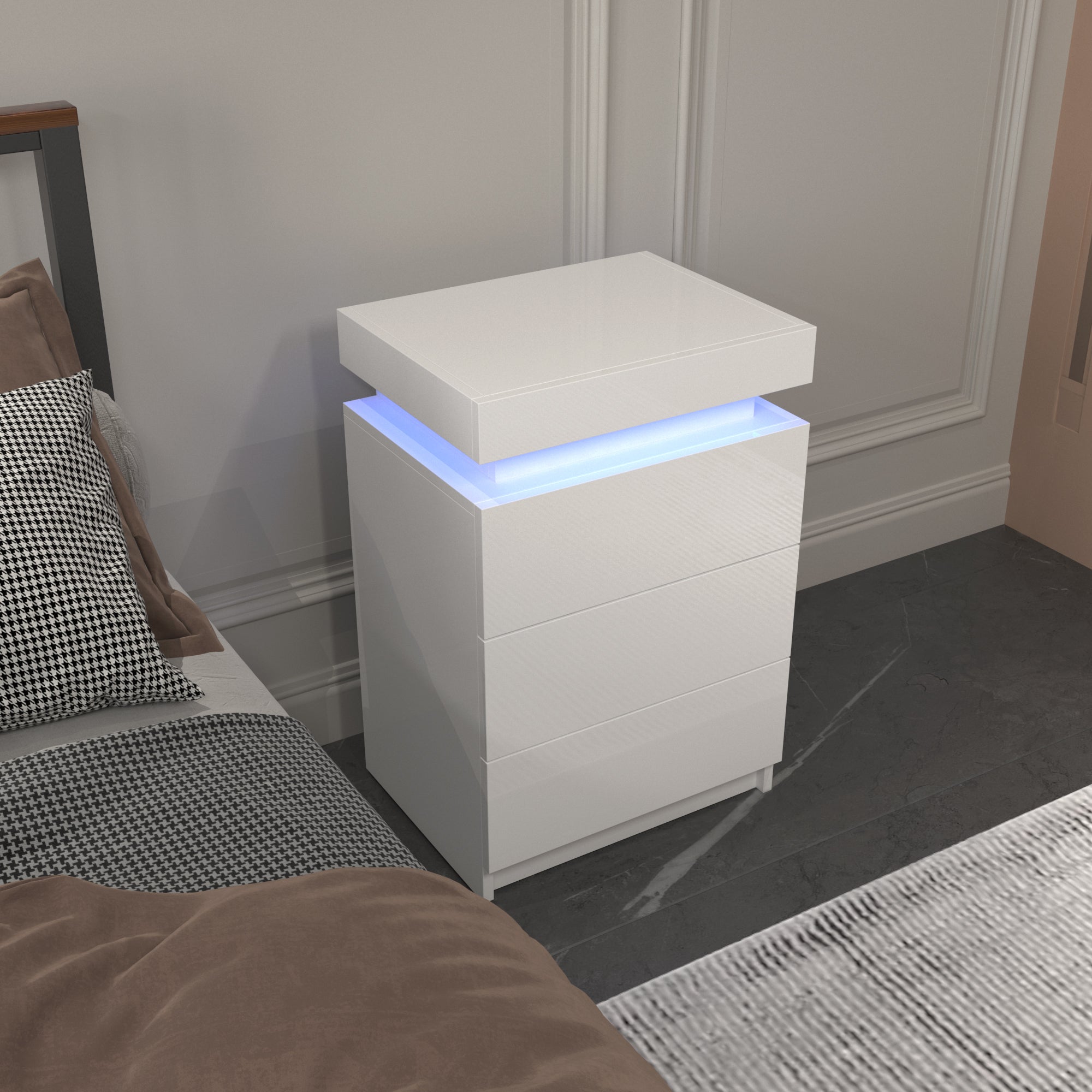 Modern Multi-Colour LED Night Table (White)