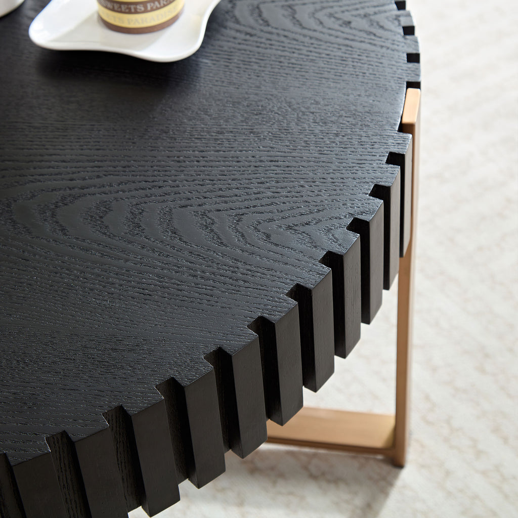 Modern Handcraft Drum Coffee Table (Black)
