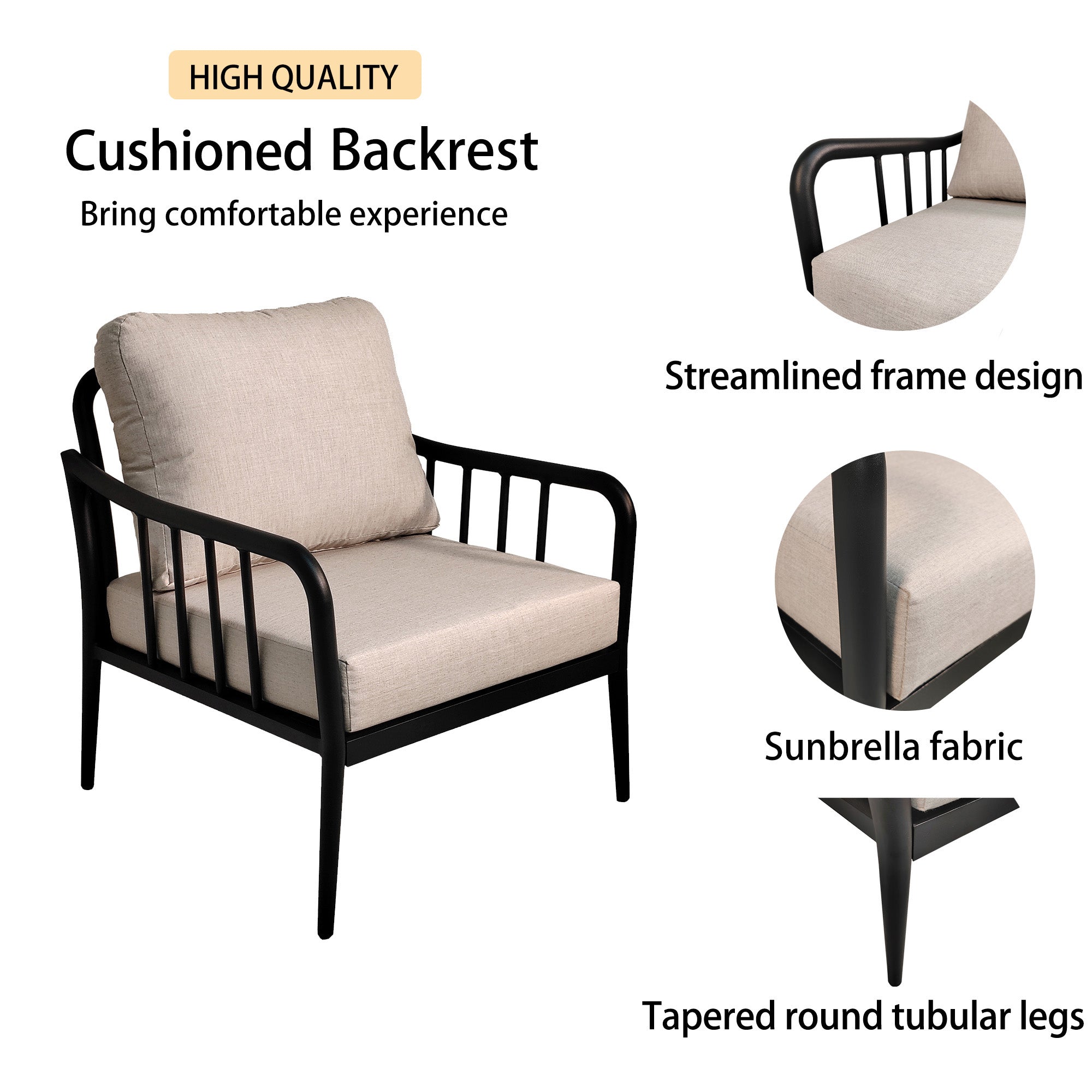 5PC Outdoor Patio Furniture - Modern Chat Sofa Set