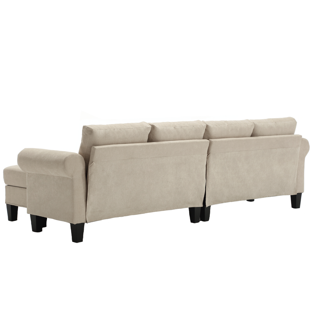 Convertible L-shaped Sectional w/ Storage (Beige)