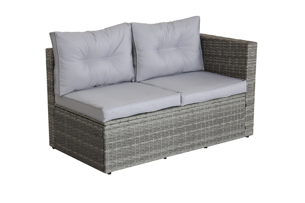 4 Piece Sectional, Wicker Rattan Outdoor Patio Furniture (Gray)