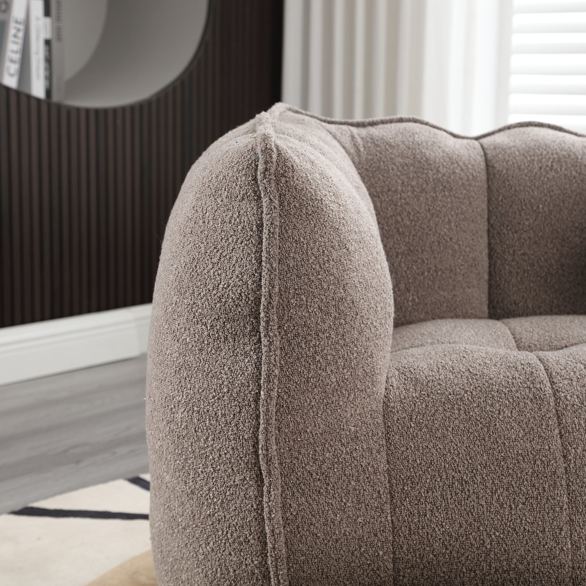 Plush Foam Lounger w/ Ottoman (Coffee)