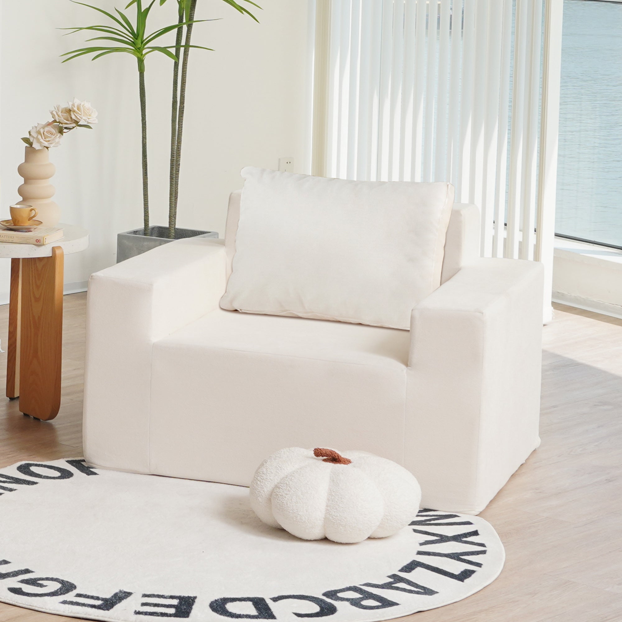 Foam Sofa Couch w/ Pillow (White)