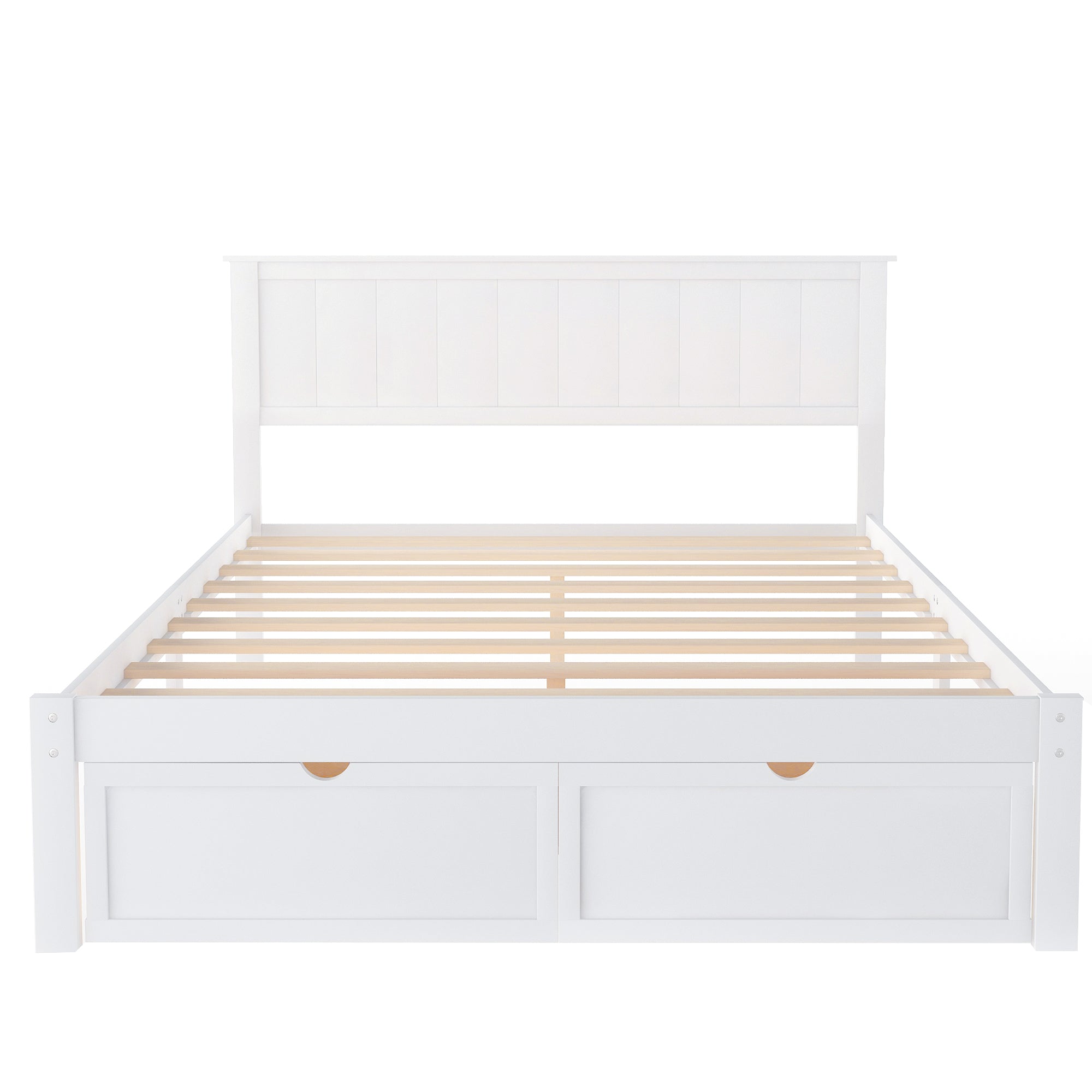 Full Size Platform Bed w/ Under-bed Drawers (White)