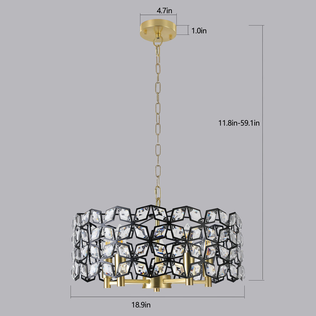 Modern Crystal Chandelier Light Fixture (Black)