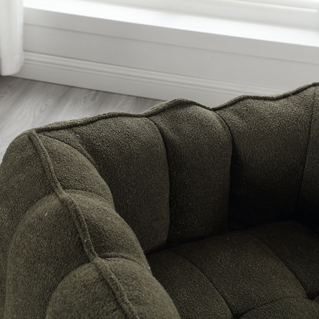 Plush Foam Lounger w/ Ottoman (Olive Green)