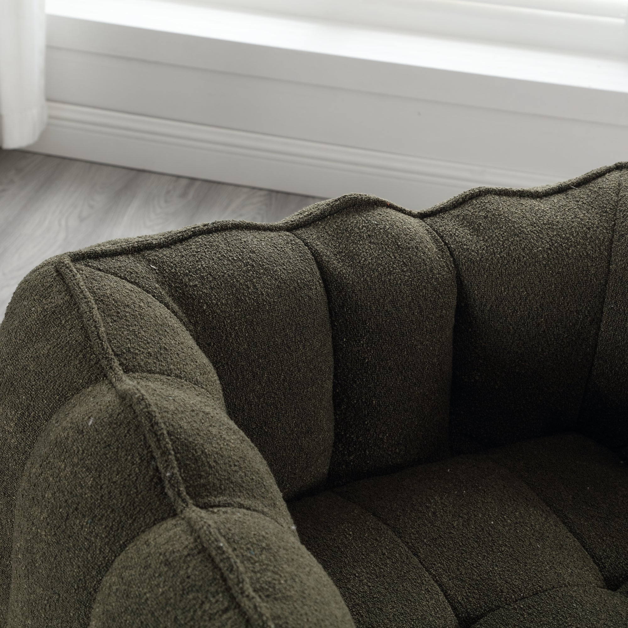 Plush Foam Lounger w/ Ottoman (Olive Green)