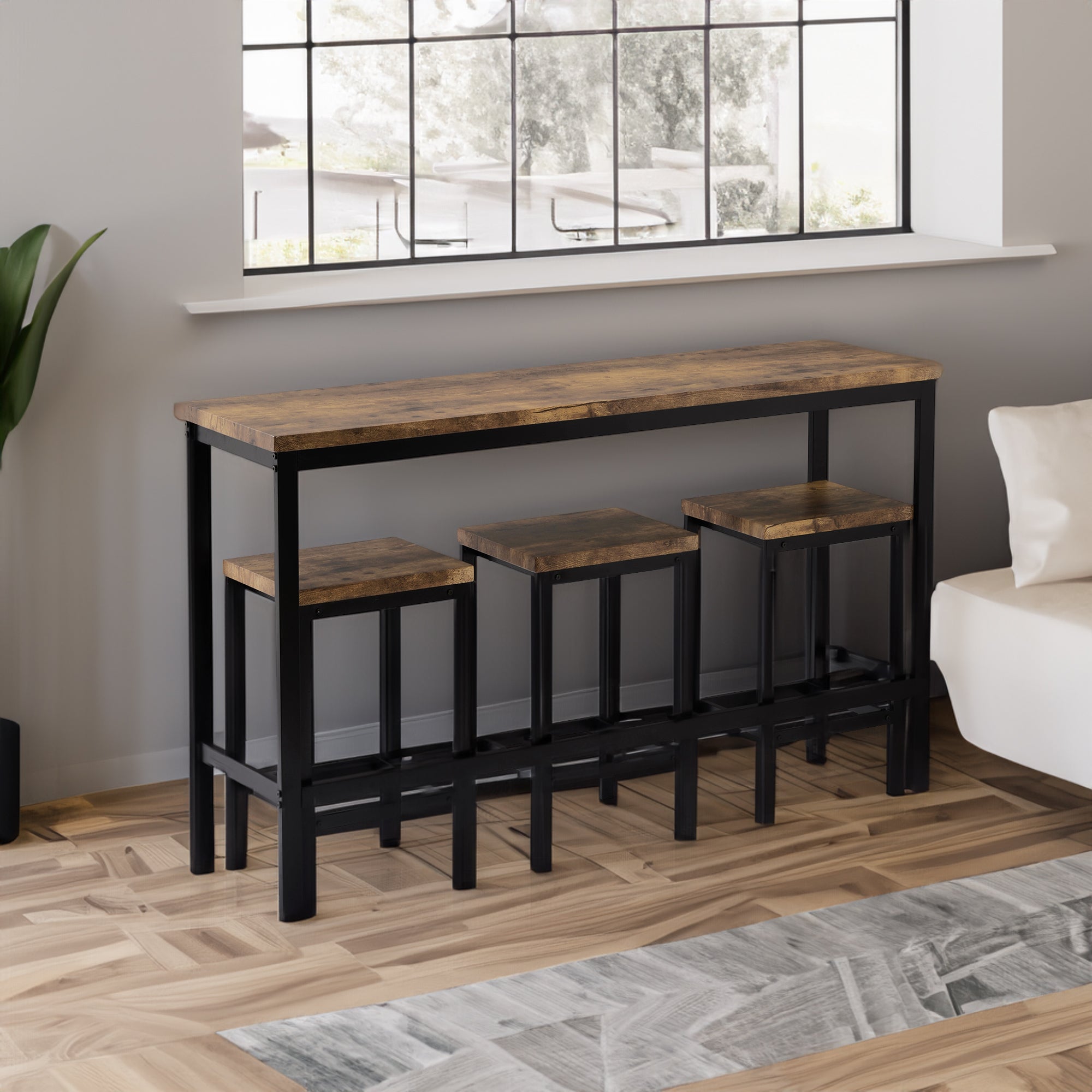 Modern Dining Table Set with 3 stools