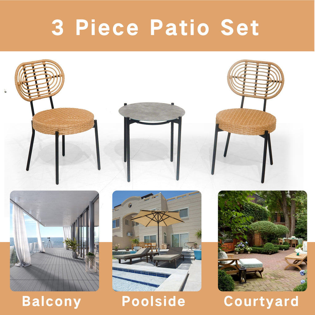 3 Piece Luxury Outdoor Wicker Furniture