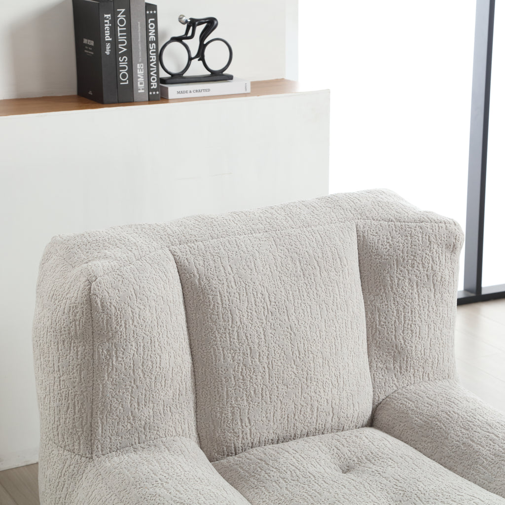 Fluffy Bean Bag Chair & Footstool w/ Memory Foam (Gray)
