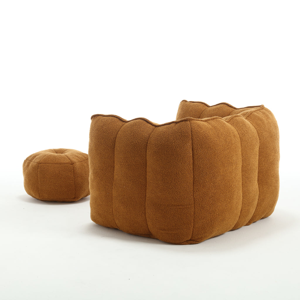 Plush Foam Lounger w/ Ottoman (Khaki)