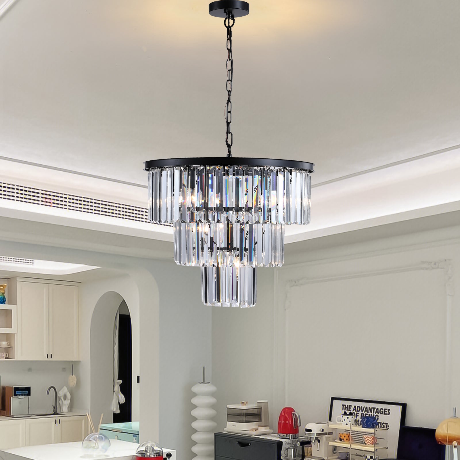Modern Black Crystal Chandelier