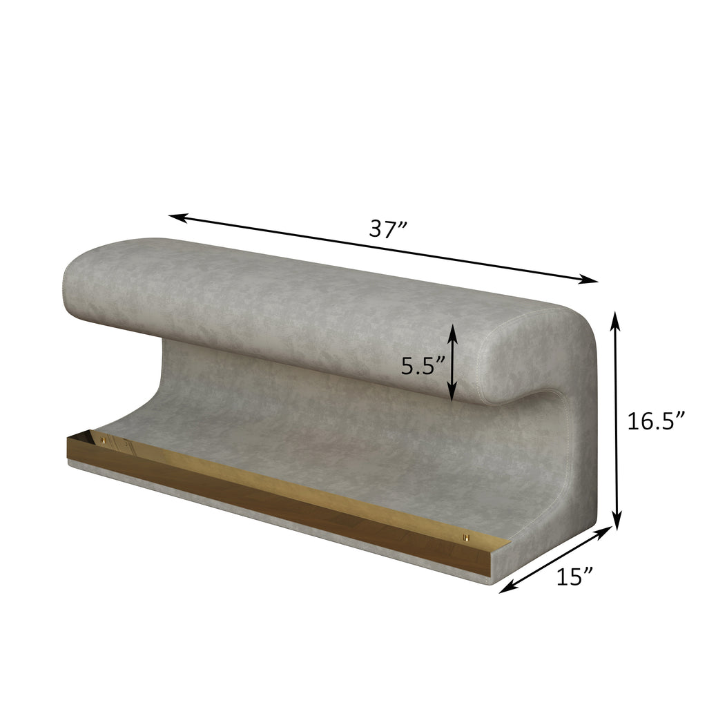 Entryway Bench Leather Ottoman w/ LED Sensor Light (Gray)