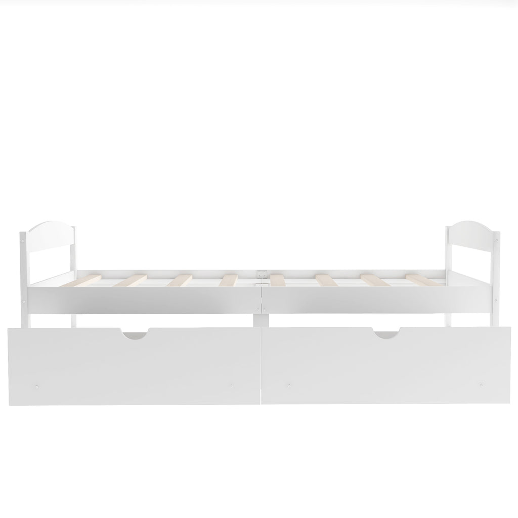 Twin size platform bed w/ two drawers (White)