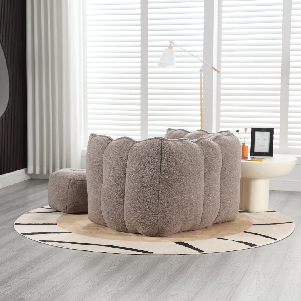 Plush Foam Lounger w/ Ottoman (Coffee)