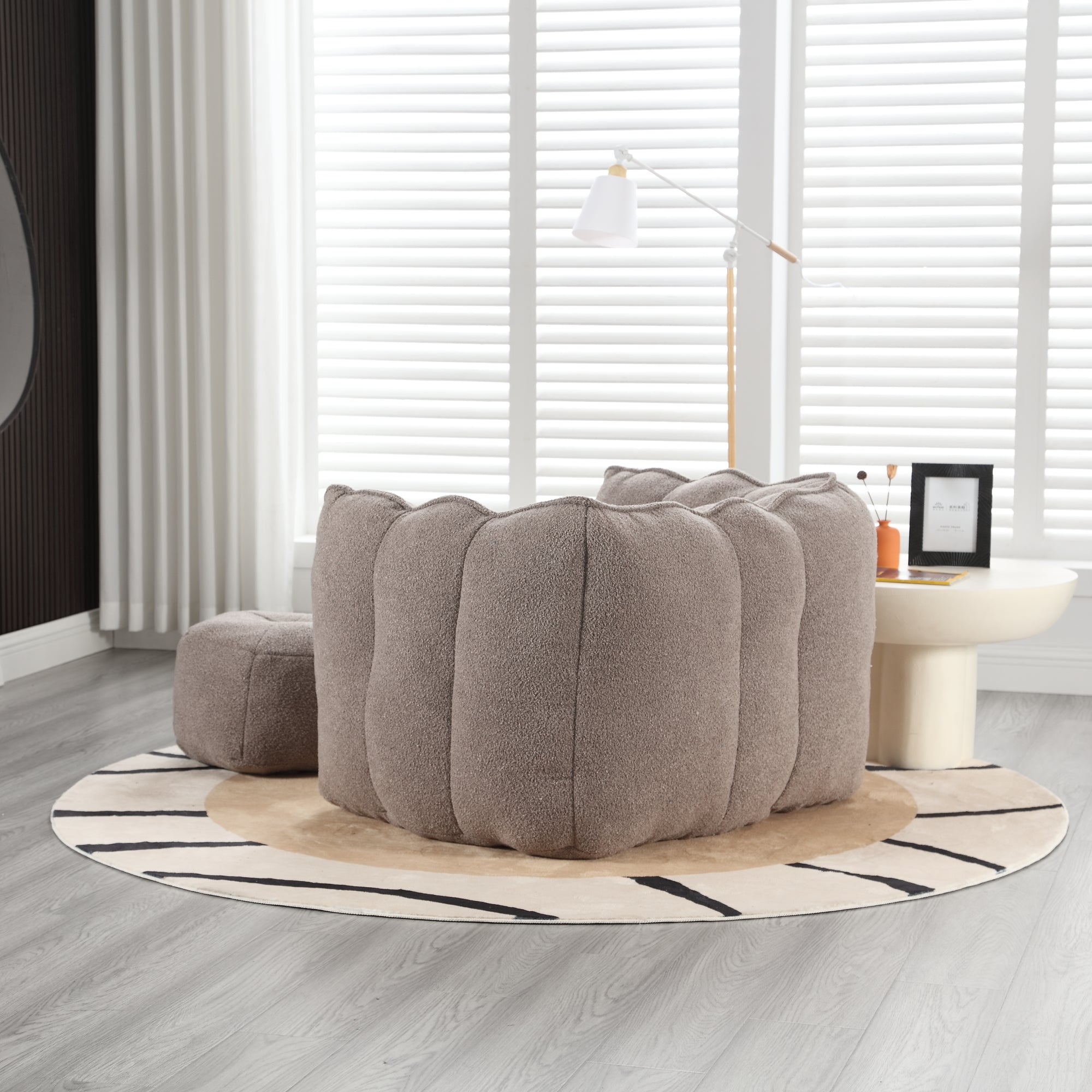 Plush Foam Lounger w/ Ottoman (Coffee)