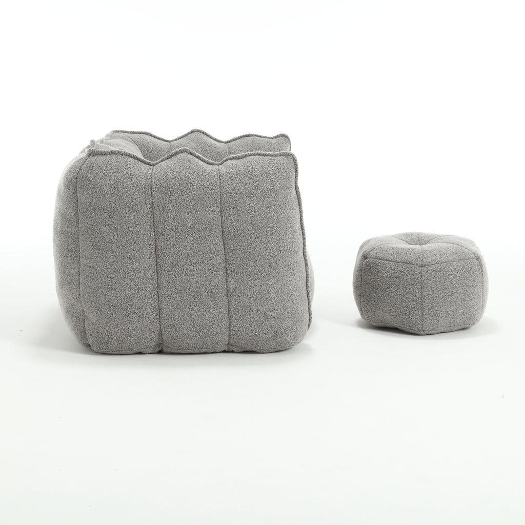 Plush Foam Lounger w/ Ottoman (Gray)
