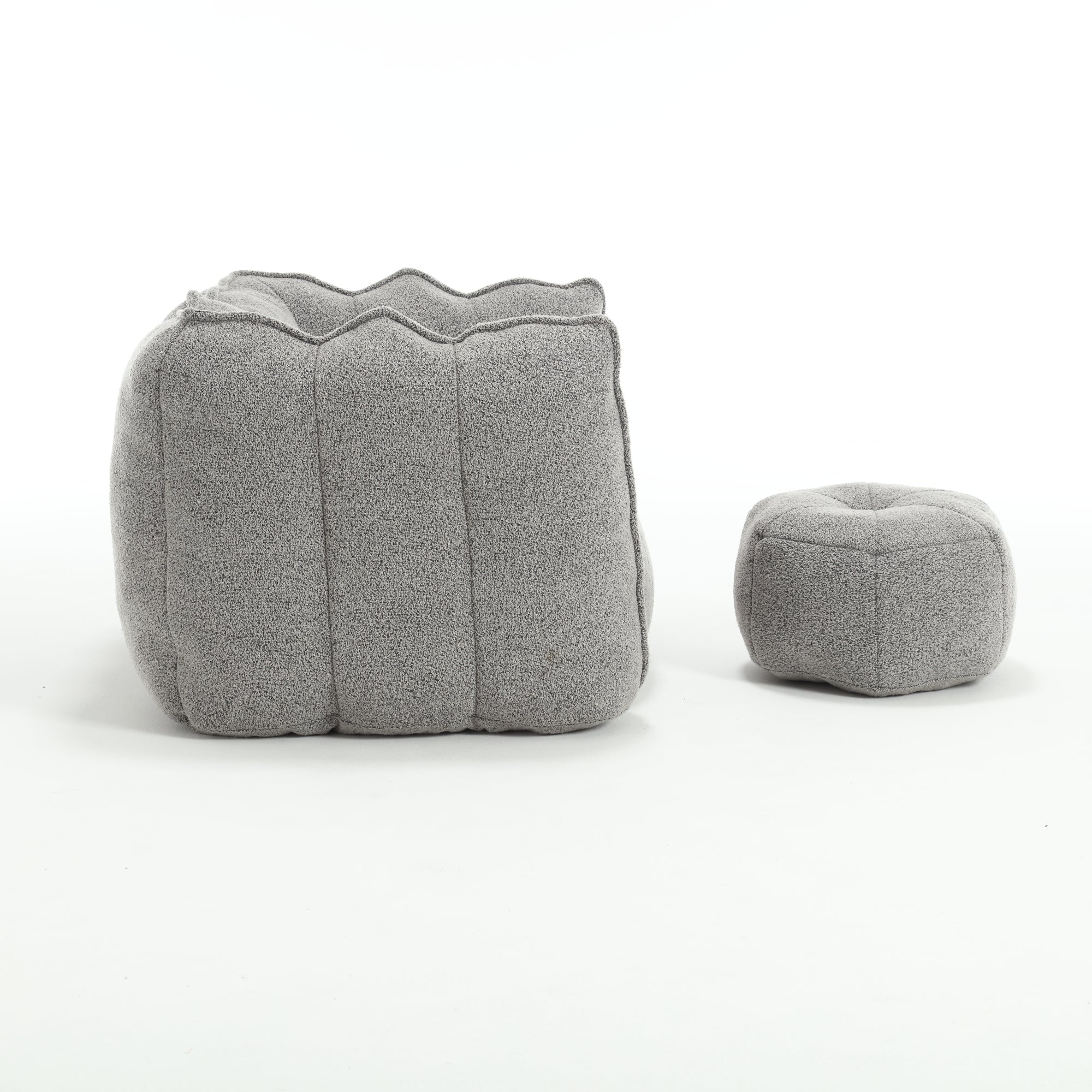 Plush Foam Lounger w/ Ottoman (Gray)