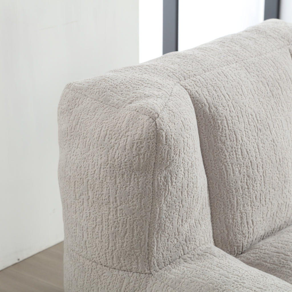 Fluffy Bean Bag Chair & Footstool w/ Memory Foam (Gray)