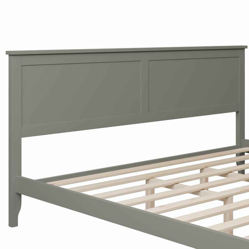 Modern Solid Wood King Platform Bed (Gray)
