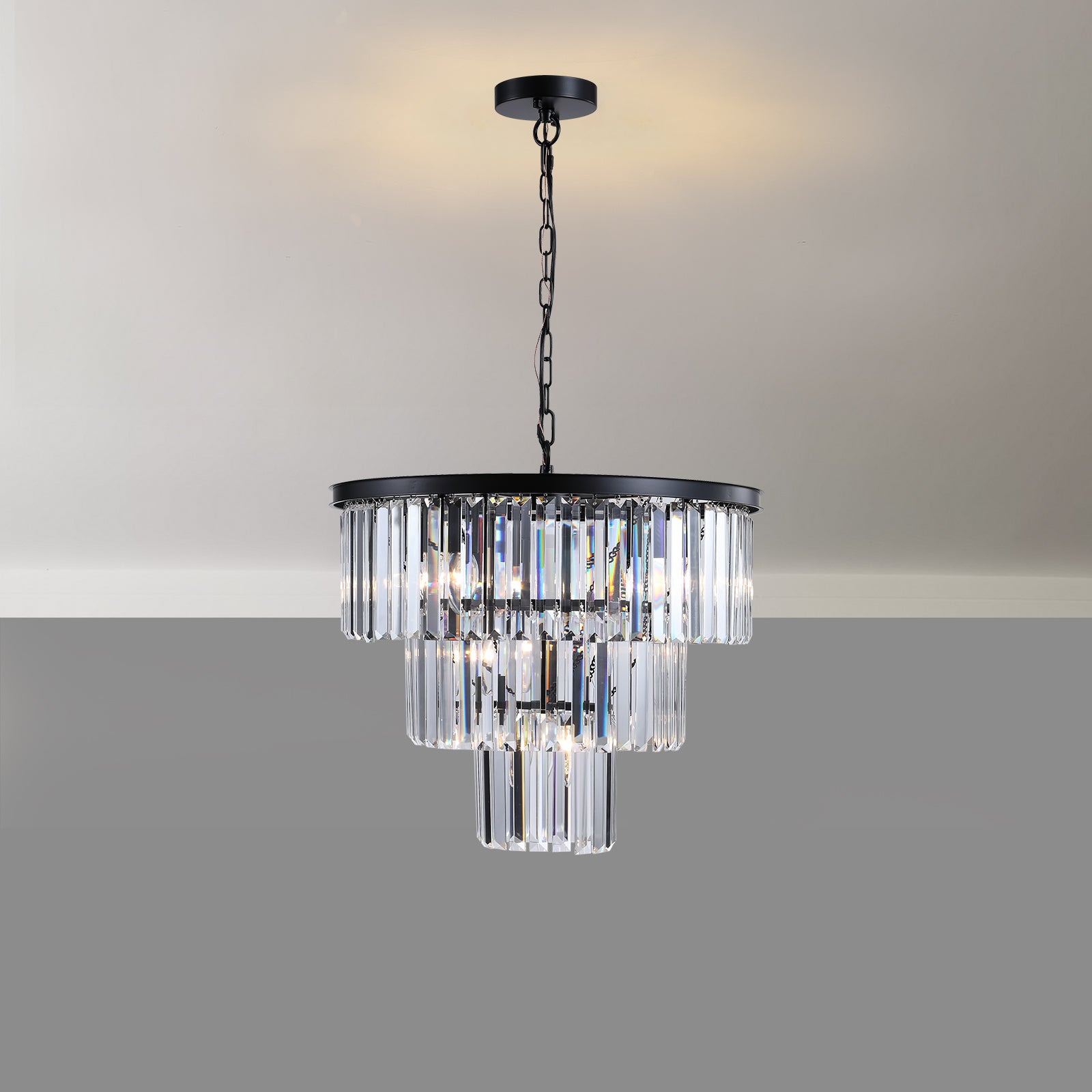 Modern Black Crystal Chandelier