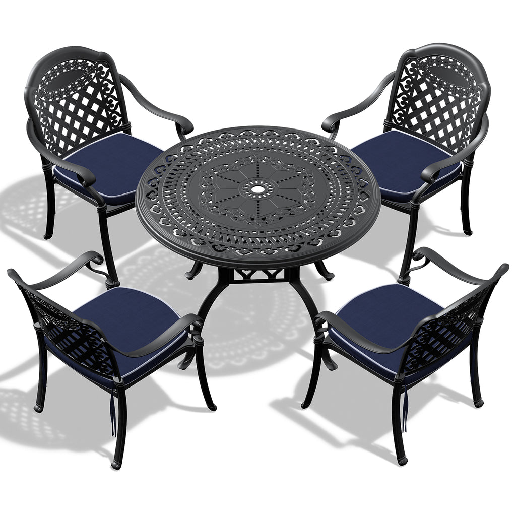 5-Piece Set Of Cast Aluminum Patio Furniture w/ Cushions