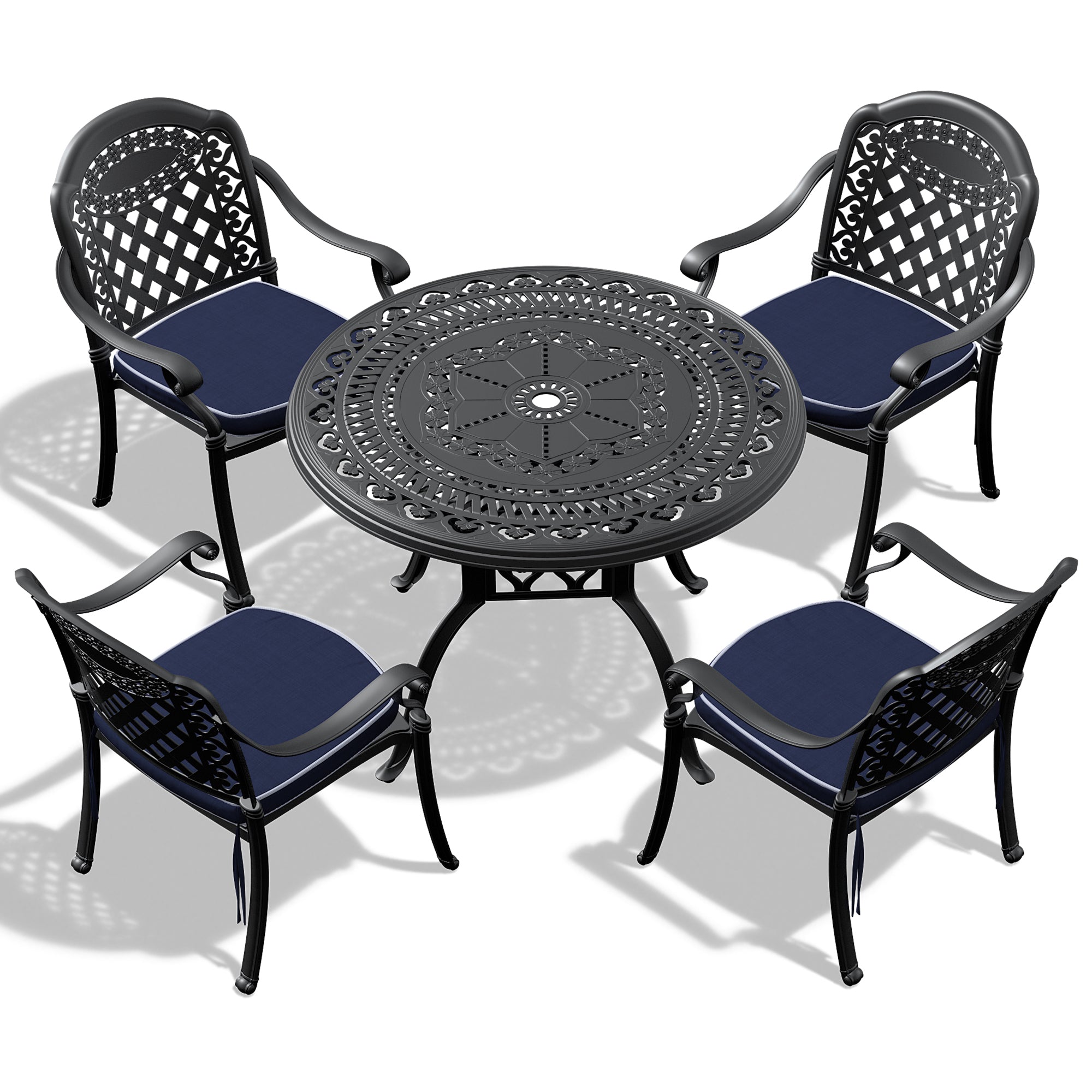 5-Piece Set Of Cast Aluminum Patio Furniture w/ Cushions