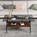 Modern Rectangle Coffee Table with Gray Tempered Glass
